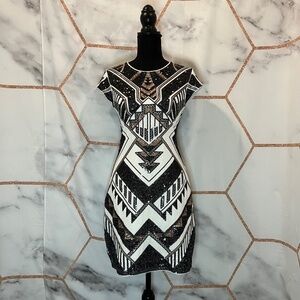 Express Short Sleeve Sequin Bodycon Dress